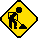 An animated construction sign icon.